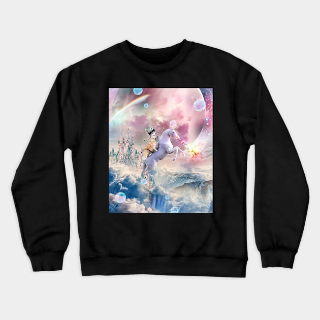 Rainbow Galaxy Corgi Dog Riding Unicorn Crewneck Sweatshirt by Random Galaxy